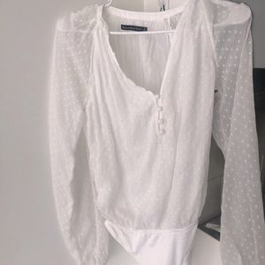 White polkadot mesh body suit